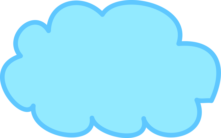 Childish drawing of a cloud in blue